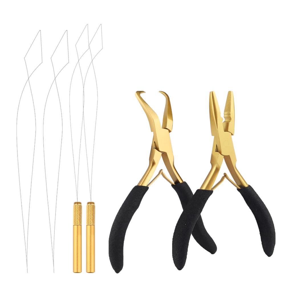 ARLANY Hair Extensions Pliers Set for Micro Beads Anti-slip Microlink Pliers for Weft Extensions Hair Extension Bead Tool