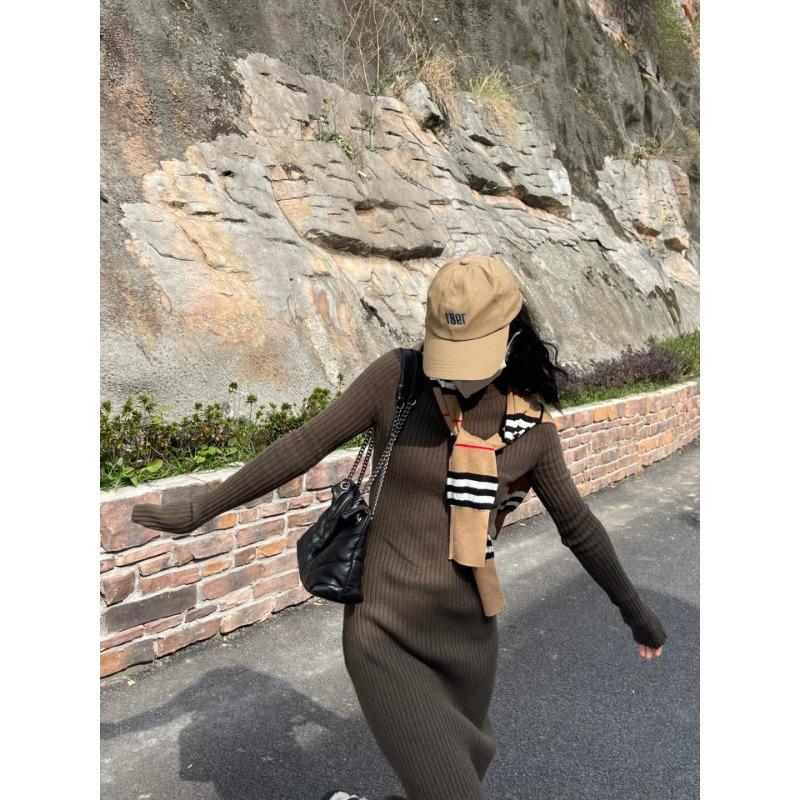 High-end Long Inner Skirt Slim and Thin Bottom Sweater Skirt Temperament Knitted Dress Women's Autumn and Winter