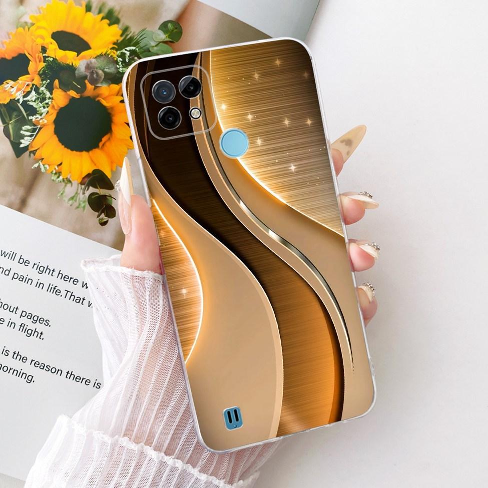 Clear Cover For Realme C21 Case RMX3201 Cute Cat Fashion Butterfly Funny Painted Phone Casing For Real me C21