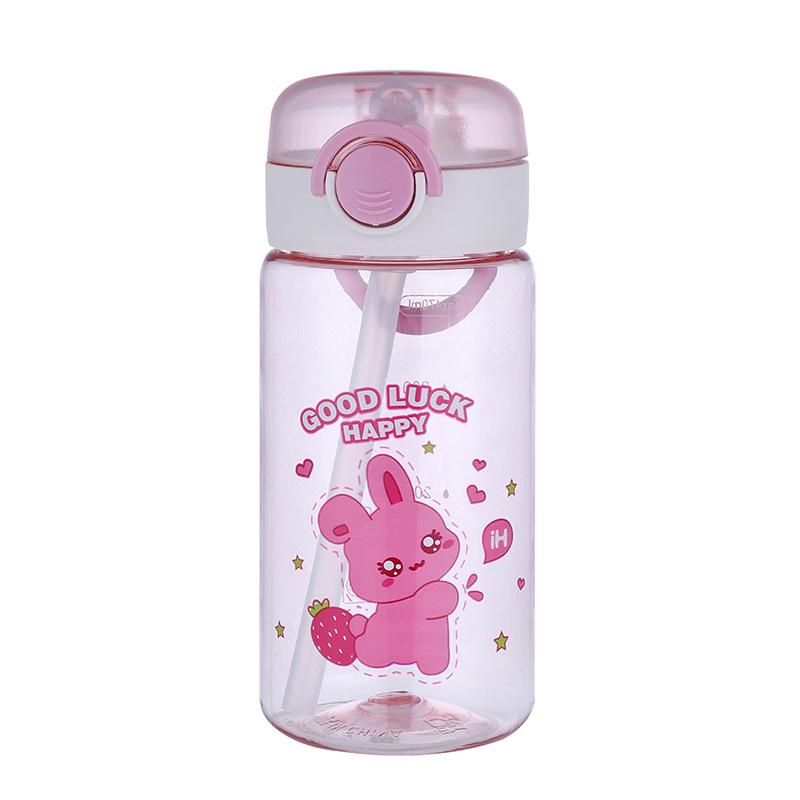 Water Bottle New High Value Water Cup Cute Children Summer High Temperature Resistant Plastic Cup Students Portable Straw Cup
