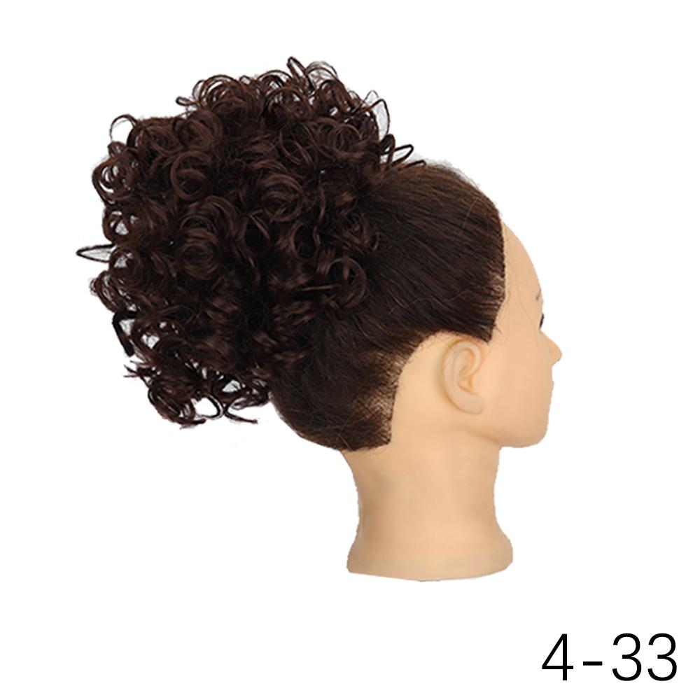 MISSQUEEN Synthetische kurze blonde Pferdeschwanz-Verlängerung, unordentliche Haarknoten, Perückenstück, elastischer Kordelzug, lose Welle, großer lockiger Dutt-Pferdeschwanz für Frauen