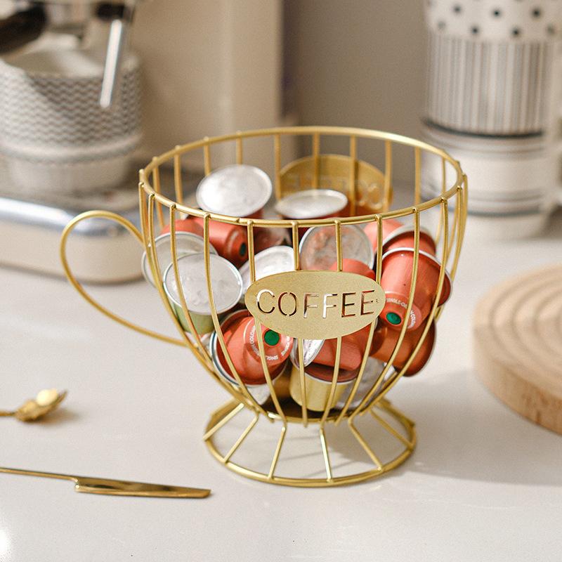 Nordic Style Coffee Capsule Organizer Shelves Luxury Home Snacks Candy Storage Holder Coffee Shop Bar Display Rack