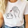 Women Middle Finger Nail Polish Prints T Shirt Summer Comfortable Soft Short Sleeve O-Neck Tops Casual Female Clothes