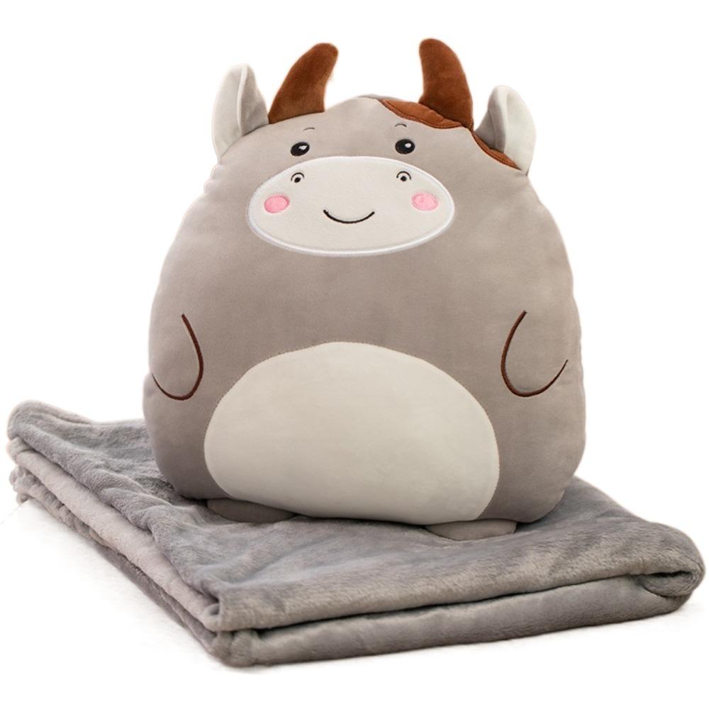 Multfunctional Flannel Cartoon Pillow Quilt Soft Comfortable Animal Pillow Blanket Stuffed Storage Design Nap Blanket Office