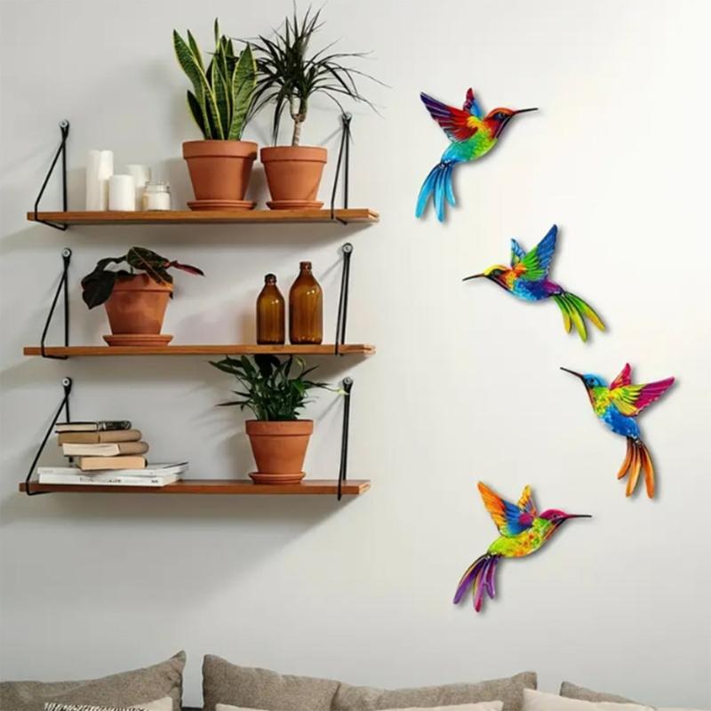 4Piece Wooden Hummingbirds Sculpture Wall Hanging Sign Plaque Natural Holiday Decoration For Kids Pet Home Wall Decors