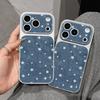 Denim White Stars Are Suitable for iPhone17 Large Window 16promax Mobile Phone Case 15 Fine Holes 14 All-inclusive 13.