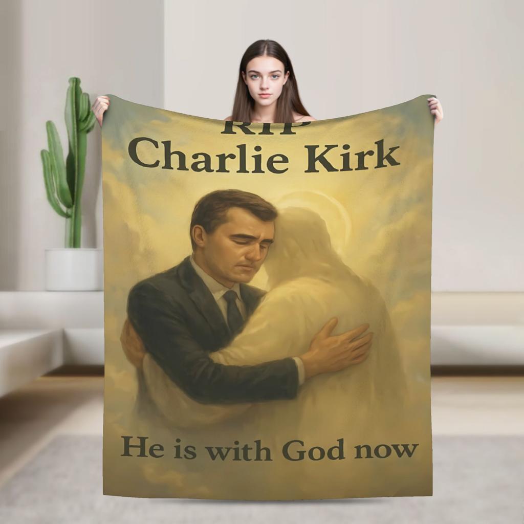 Charlie Kirk Angelic Advocate Blanket Quality Warm Soft Throw Blanket Winter Travel Living Room Print Bedspread