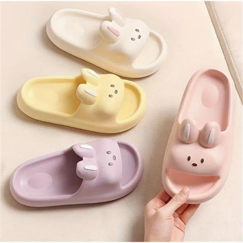 Hausschuhe Niedlicher Hase Cartoon Sandalen Atmungsaktiv Damen Weich Vier Jahreszeiten Indoor Zuhause Badezimmer Rutschfeste Hausschuhe
