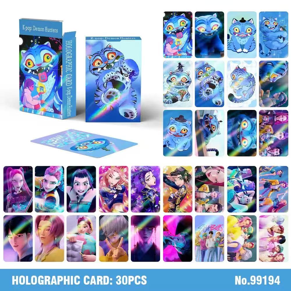 New Kpop Demon Hunters 30 Laser Cards K-POP Witch Hunt Cartoon Series Accessories LOMO Small Cards