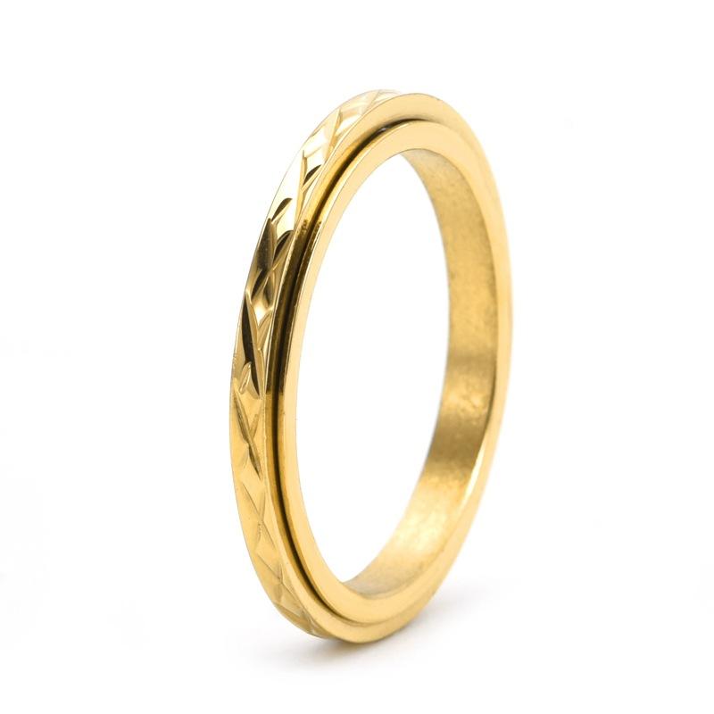 Cross Batch Flower Rhombus Grid Cold Wind Rotatable Ring Men's and Women's Narrow Version Niche Ring with Jewelry