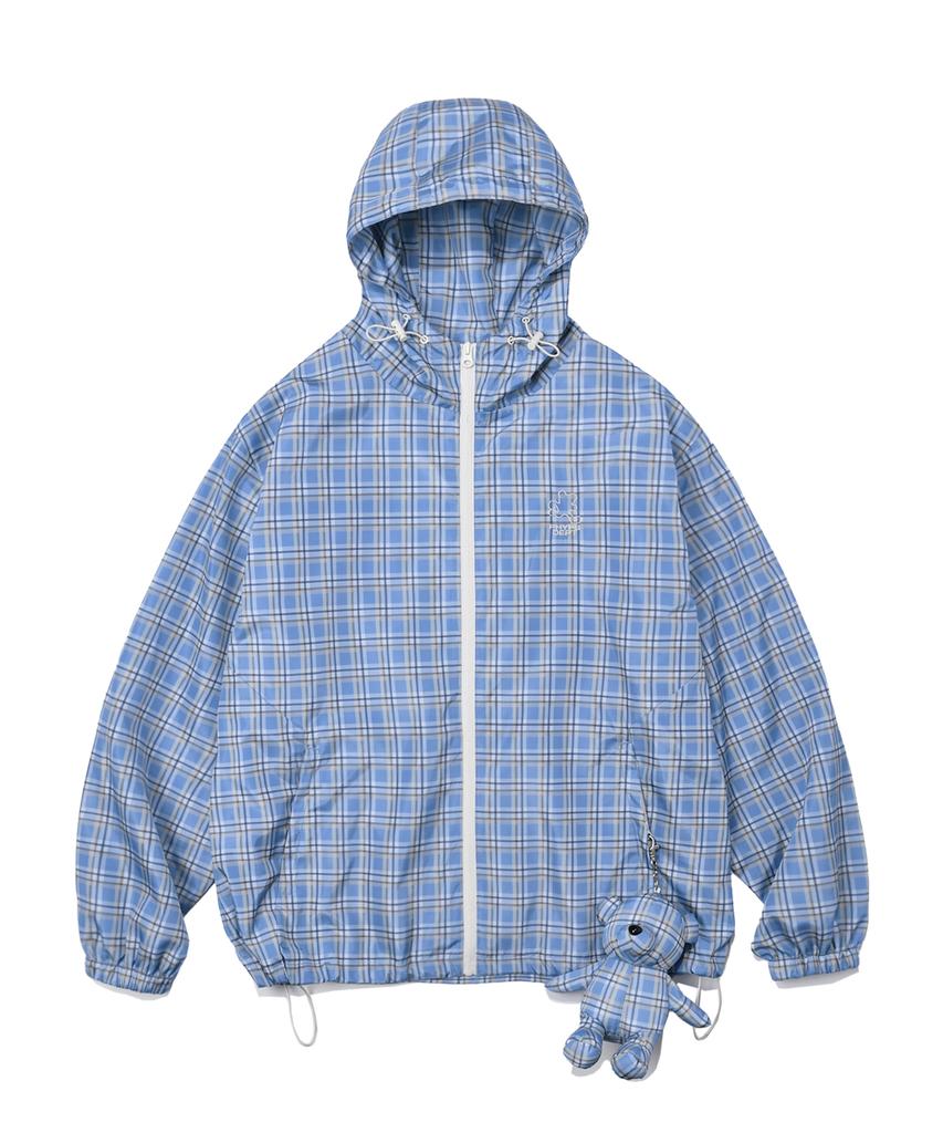 Physical Department Bear Keyring Check Windbreaker_Blue