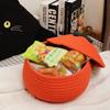 Halloween Woven Pumpkin Basket with Lid Pumpkin Gift Basket Multi-Function Cute Pumpkin Bucket Decorative for Candy Snacks