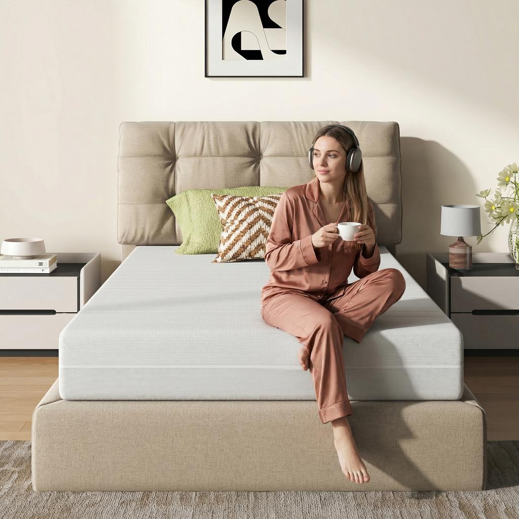 Mattress 160x200, Height 20cm, Ergonomic Cold Foam Mattress, Fabric with Soft Surface, Medium Firmness