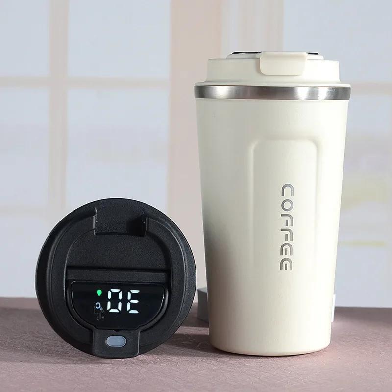 Thermos Coffee Mug Stainless Steel Coffee Cup Temperature Display Vacuum Flask Thermal Tumbler Insulated Water Bottle 380/510ml
