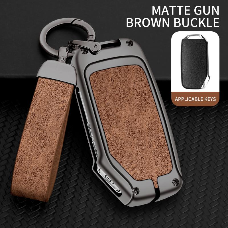 Metal Leather Car Key Protection Shell Case Cover For Kia Sportage Ceed Sorento Cerato Forte Kx3 K5 - Auto Accessories