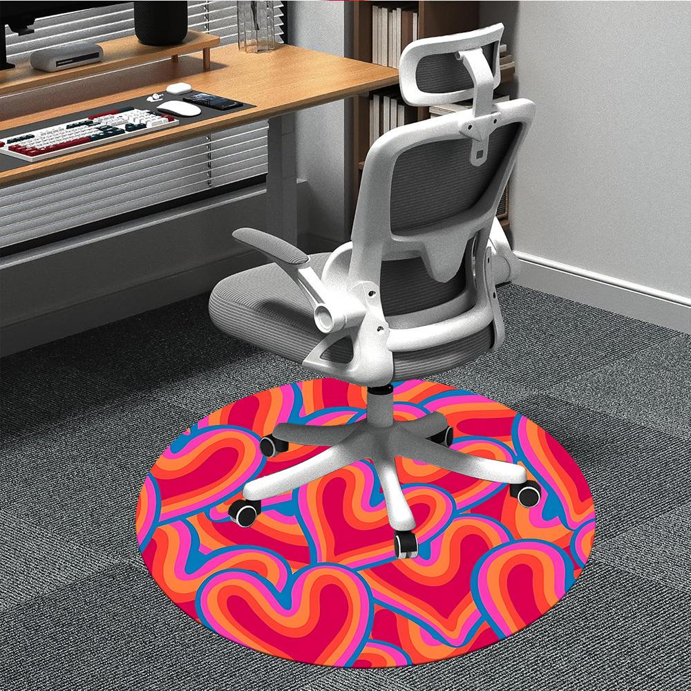 1pc Love Psychedelic Waves Office Round Area Rug, Indoor Mat Suitable For Office, Under Office Chairs Bedroom Living Room Home Decor, Room Deco