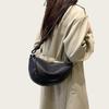 Fashionable Genuine Leather Cow Horn Bag, Crossbody Women's Bag, Versatile Commuting Bag, Top Layer Cowhide Dumpling Bag, Shoulder Bag