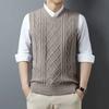 Men's Cable Knit Vest V-neck Sleeveless Autumn Business Casual Fashion Warm Knitwear Outerwear
