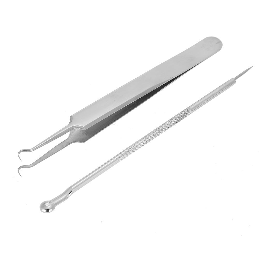 Stainless Steel Blackhead Removal Tool Kit Curved Tweezer  Double end Pimple Extractor