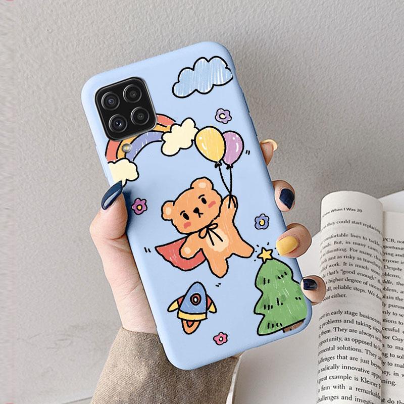 Case For Samsung A12 5G M12 F12 A 12 Cute Heart Flower Back Cover Soft Silicone Matte Protective Funda For Samsung Galaxy A12 5G
