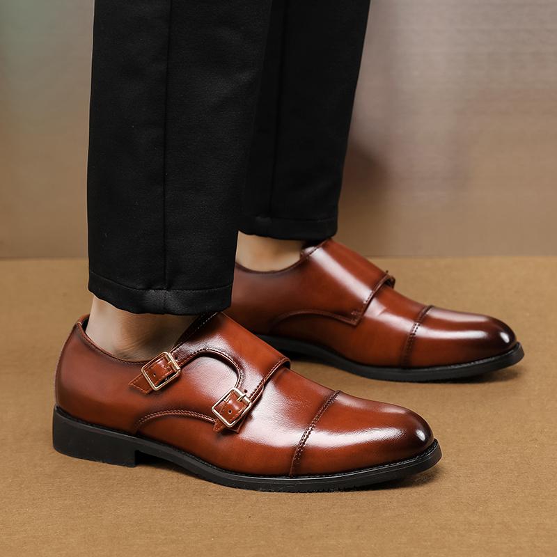 Fashion Luxury Brand New Men Casual Shoes Leather Men Fashion Double Buckle Loafers Mens Slip-on Board Oxford Shoes Spring Elegant Flats
