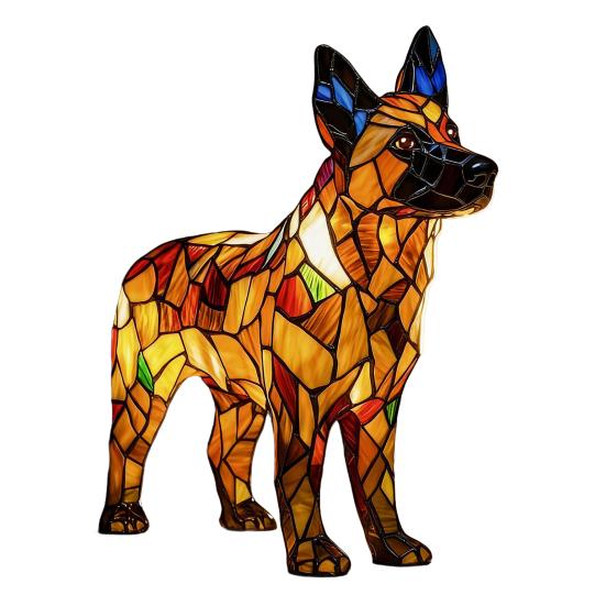 Vitray Köpek Lambası USB Güçlü Retro Reçine Gökkuşağı Köpek Masa Lambası Yatak Odası Masası Ev Dekorasyonu İçin Sevimli Yavru Köpek LED Gece Lambası Köpek Severler İçin Hediye