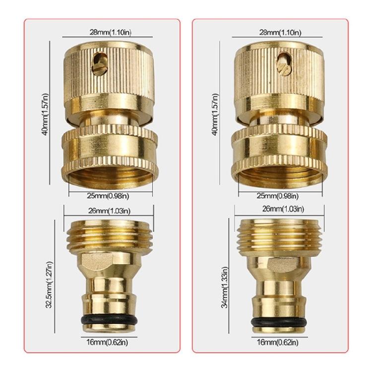 Brass Water Hose Quick Disconnect 3/4Inch Corrosion Resistant Joint Hose Fittings for Gardening Accessories