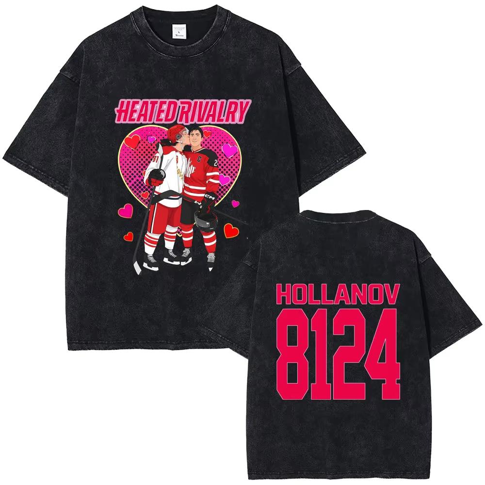 Heated Rivalry Heated All The Time Vintage Washed T-shirt Men Women Fashion Oversized Short Sleeve Tees Male 100% Cotton TShirts