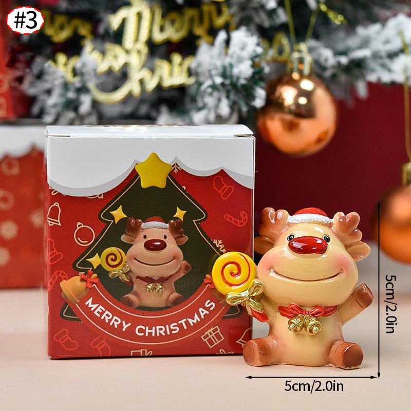 Christmas Decorations Resin Miniature Figurines Mini Santa Claus Snowman Xmas Tree for Xmas Goodie Bag Fillers Party Favors