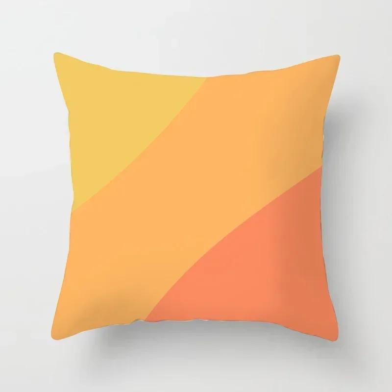 Yellow Orange Brown Abstract Art Cushion Covers Geometric Plants Sunrise Woman Portrait Painting Decoration Pillow Case 45x45cm