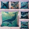 Whale Fashion Cushion Cover Natural Linen Pillow Case DoubleSided Print Decorative Sofa Pillowcase Home Decor Gift