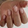 24Pcs French Almond Press On Nails Gold Edge Glitter Swirl Metal Nail Art Full Cover False Nail Tips