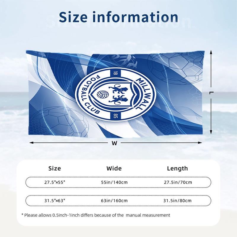 Millwall Football Beach Towel Soft Microfiber Summer Towel Quick Dry Absorbent Towel for Beach Swimming Pool Travel