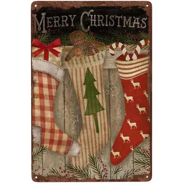 Vintage Merry Christmas Metal Tin Sign Rustic Wall Art Plaque for Home Cafe Garden Bar Club Man Cave Perfect Holiday Decor