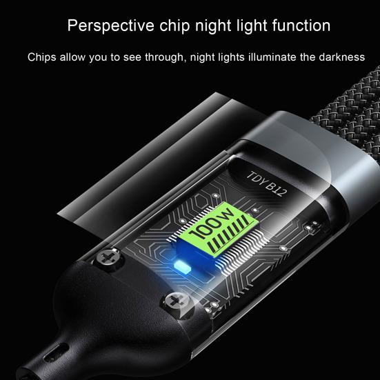 100W Fast Charging Cable Multi Charger Cable Nylon Braided Multiple USB Universal 3 In 1 Charging Cord Adapter with Type-C Micro USB Port Connectors
