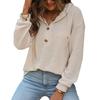 Damen Herbst Winter Oberteil Mit Kapuze Lose Knöpfe Kordelzug Hoodie Reine Farbe Lange Ärmel Pullover Lockere Alltagskleidung Sport Bluse