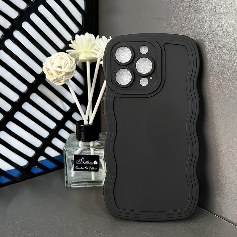 Solid Color Big Wave Suitable for Apple 11 Mobile Phone Case Iphone11 Solid Color 11 Couple 11Pro Anti-drop 11 Soft Case