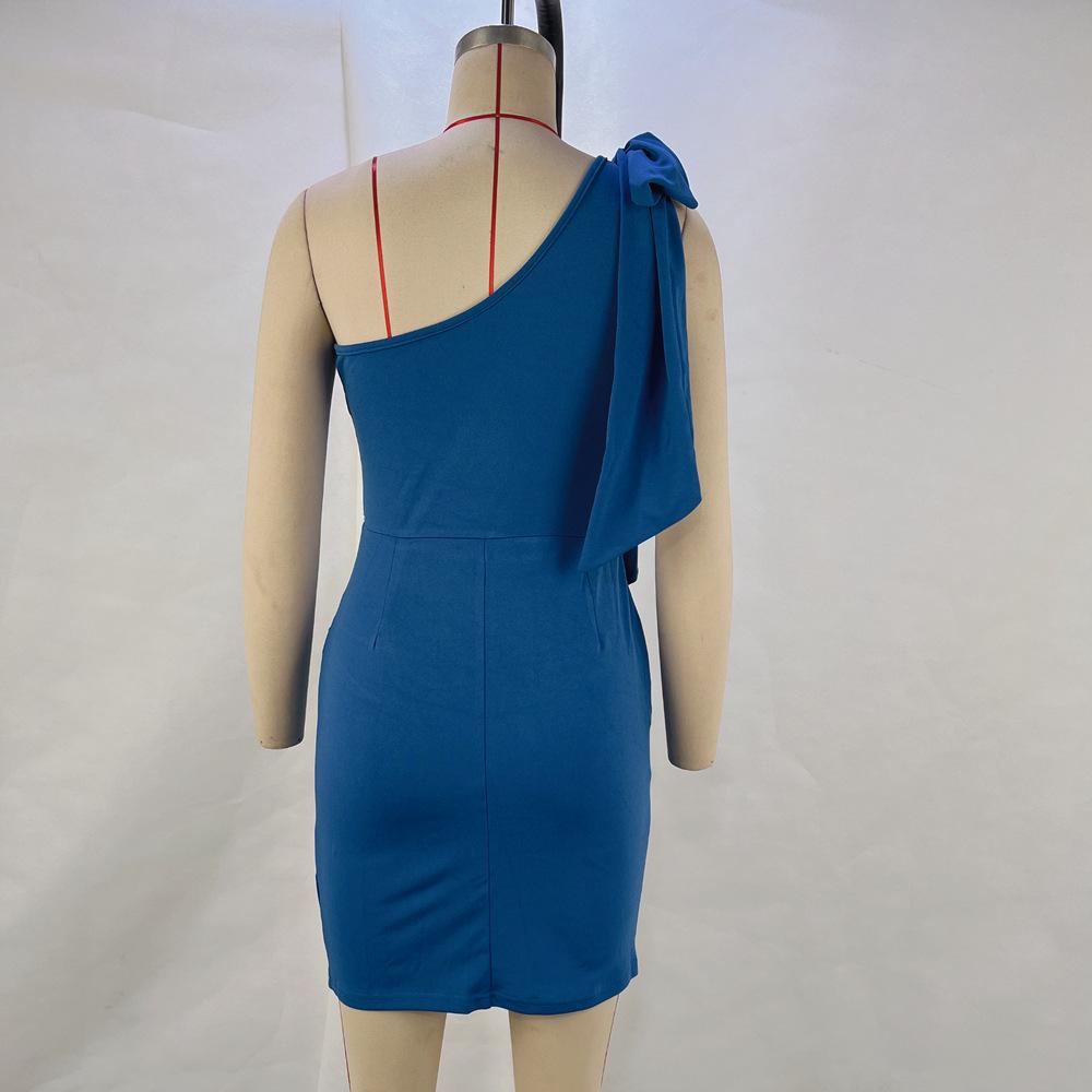 2024 Sexy Off-Shoulder Bow Waist Dress - European & American Style