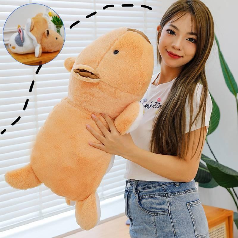 Entzückendes braunes Capybara Plüschtier Verwandlungs-Katzenpuppe Weiches Stofftier Geschenk
