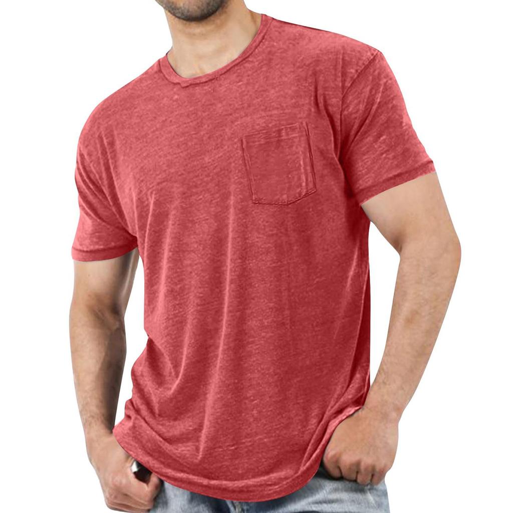Man's Leisure Round Neck With Pocket Short Sleeves T-Shirt