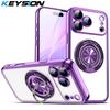 KEYSION Pläterat Transparent TPU Magnetiskt Fodral för MagSafe för iPhone 16 17 Pro Max 17 Air PC Ringstativ LinsSkydd Telefonfodral