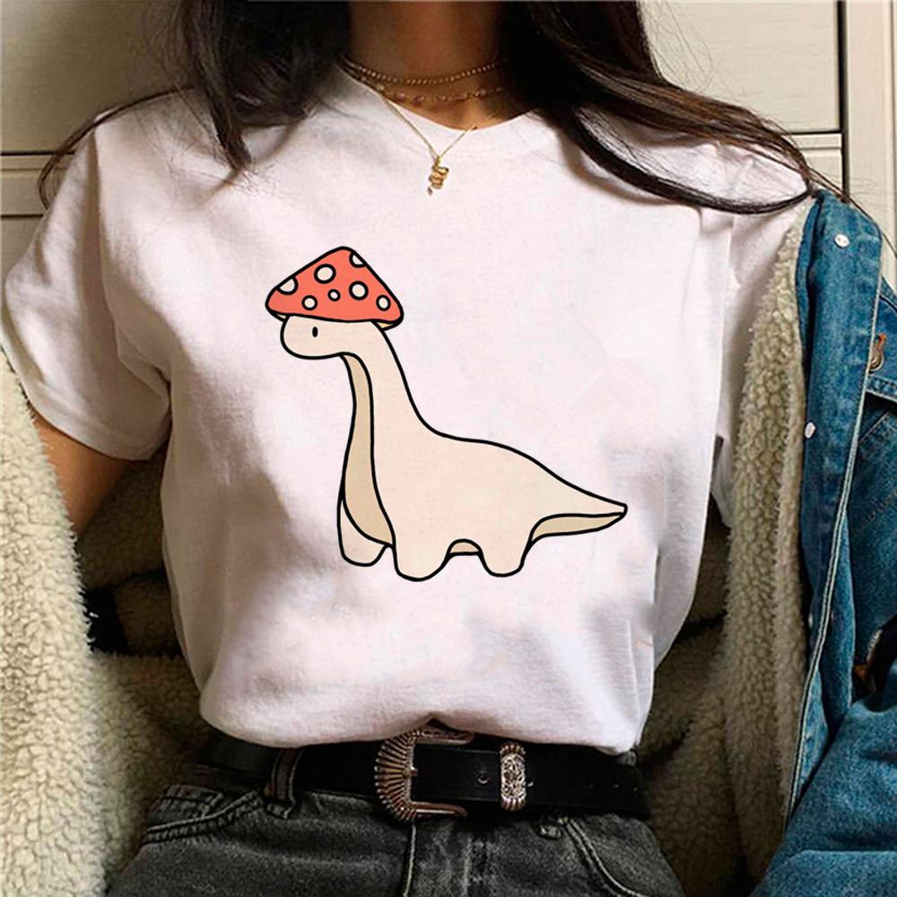 Mushroom T Shirt Women Streetwear Comic Funny Tee Female Y2K Tops Japanese Comics Graphic Clothing Retro Round Neck Print TShirt