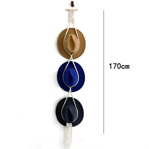 Boho Macrame Hat Hanger Bohemian Hat Display Rack Handmade Cotton Woven Decorative Wall Hanging Cowboy Hat Storage Organizer