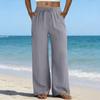 Wide Leg Pants For Women Flowy Drawstring Elastic Waist Trousers With Pockets Summer Beach Vacation Clothes