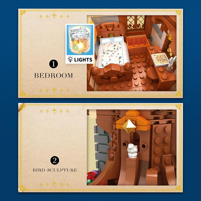 Non-Toxic 2566Pcs Tree House Building Blocks Medieval European City Street View Series Moc Model Bricks Toys For Children'S Birthday Gifts