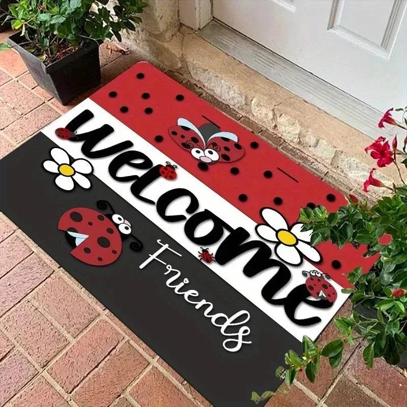 1PC Welcome Pattern Kitchen Rugs Non-Slip Door Mats Pop Arts Design Living Room Rug Bath Mat Carpet for Home Sink Laundry Decor