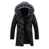 Winter Men Padded Long Jacket with Faux Fur Collar Thermal Warm Windproof Casual Classic Outerwear Windbreaker for Cold Weather Daily Outdoor