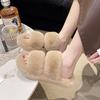 Step On the Large Size New Shoes Cotton Drag Feeling Home Hair Drag Hair Slippers Women's Plush Spring and Autumn Word Shit 2025 Flat Bottom