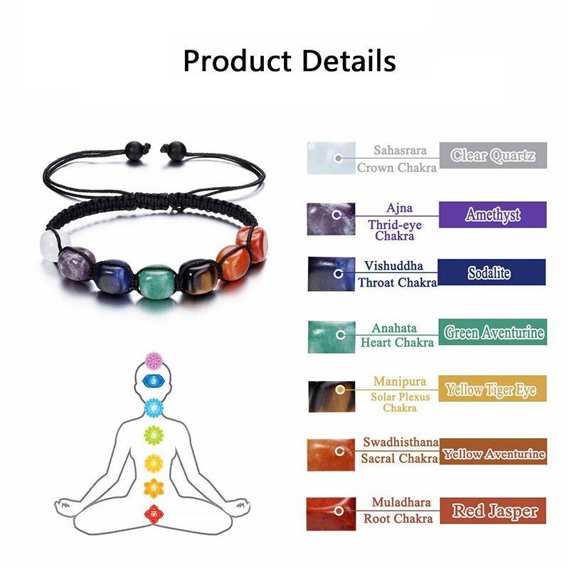 7 Chakras Bracelets Reiki Natural Stone Braided Women Bracelet Healing Irregular Bead Handmade String Rope