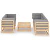 Exclusive House - 6 Pcs Garden Furniture Set with Cushions Solid Pine Wood